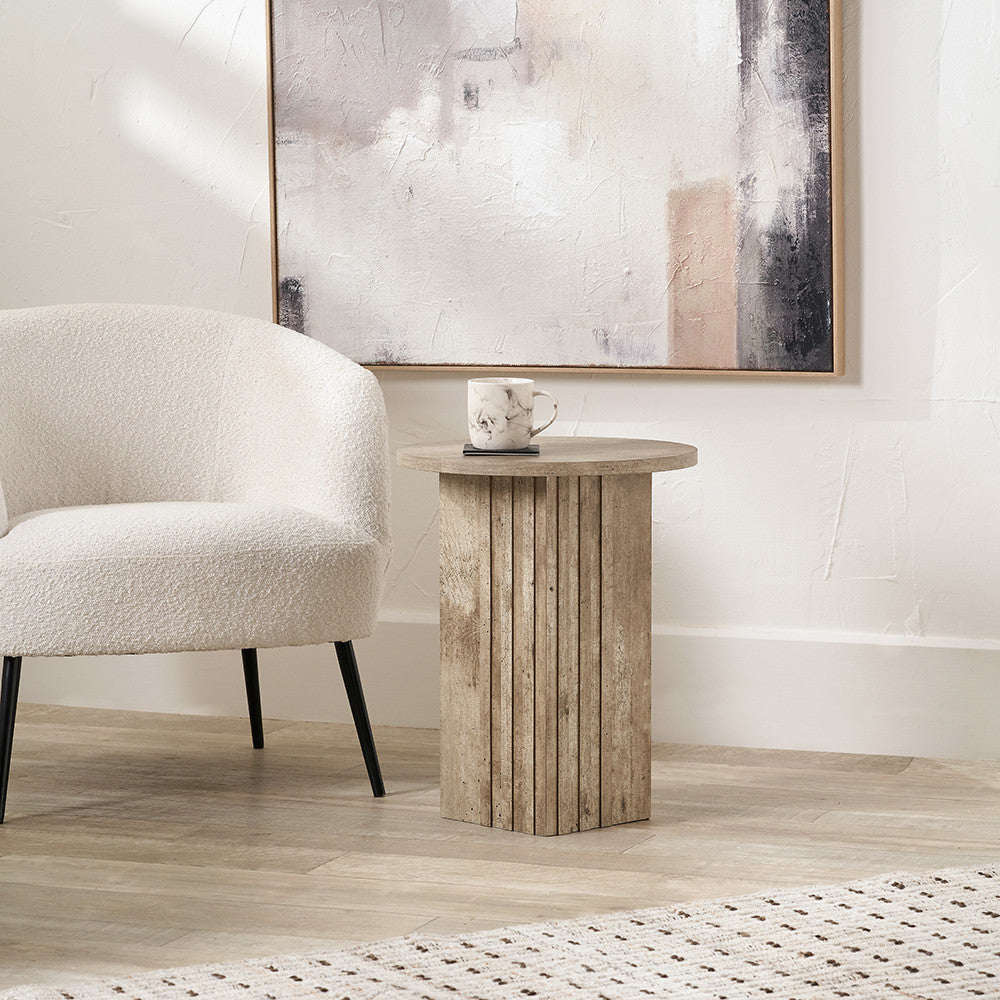 Elkton Concrete Effect Groove Detail Side Table